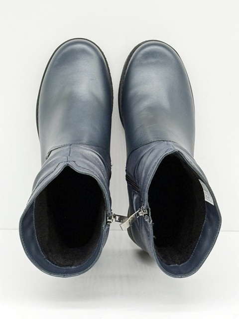 4092 Axel buty zimowe damskie skórzane, marine gold, poszerzona tęgość H