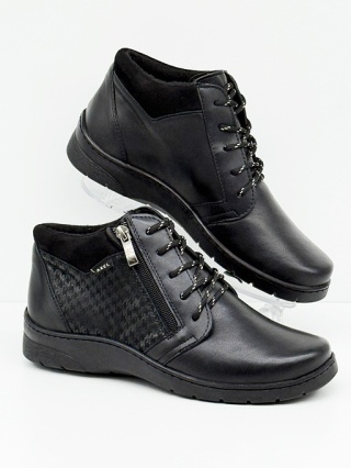 Axel 4513 czarne damskie botki Kosela Medic, szkórzane, poszerzana tęgość H