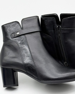 Alpina Silke G 7J48-1 czarne skórzane botki na obcasie, mała tęgość G