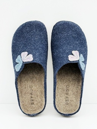 Befado 155D171 granatowe szerokie kapcie damskie filcowe, tęgość H