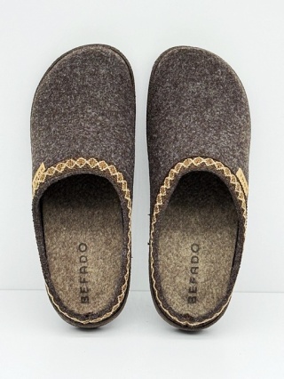 Befado 155D182 brązowe kapcie damskie filcowe, szerokie, tęgość K
