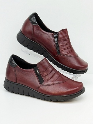 Buty Axel tęgość H damskie 3042 bordowe, naturalna skóra
