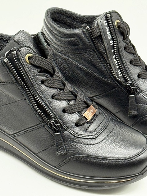 Buty Ara 12-24808-01 Osaka 2.0 czarne skórzane sneakersy damskie, tęgość H