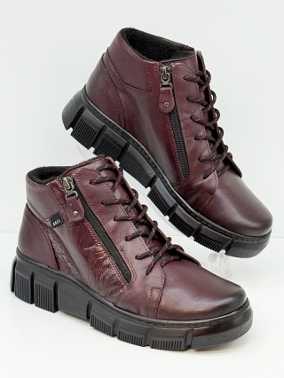 Buty Kosela Medic Axel 4487 bordowe trzewiki damskie, poszerzona tęgość H