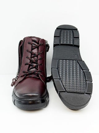 Buty Kosela Medic Axel 4487 bordowe trzewiki damskie, poszerzona tęgość H