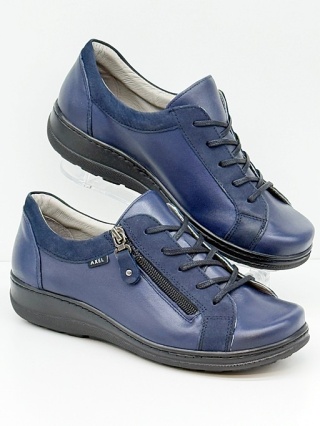 Buty Kosela Medic Axel 1814 granatowe, szerokie damskie półbuty zdrowotne, tęgość H