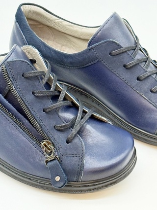 Buty Kosela Medic Axel 1814 granatowe, szerokie damskie półbuty zdrowotne, tęgość H