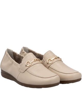 Mokasyny damskie Rieker L9354-60 beżowe, tęgość F 1/2, stopa normalna i wąska