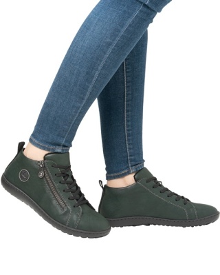 Buty barefoot damskie Rieker 52804-54 ciemno zielone, tęgość G - stopa normalna
