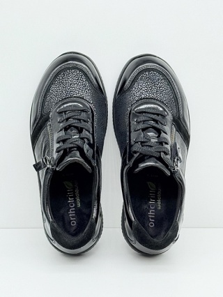 Buty damskie Waldlaufer 815M01 411 001 czarne M-Ira, wysokie na podbiciu, tęgość M