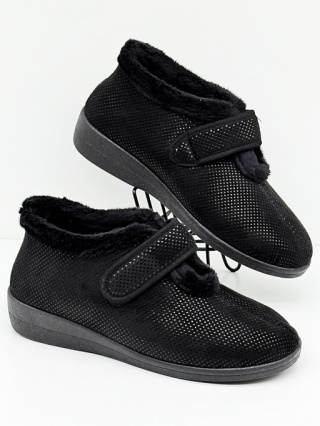 Buty damskie stretch COMFOOTY 37801 czarne slipersy, tęgość K