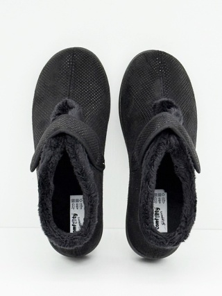 Buty damskie stretch COMFOOTY 37801 czarne slipersy, tęgość K