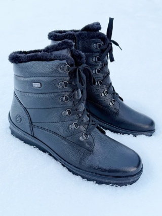 Buty zimowe damskie Remonte R8480-01 czarne, membrana, tęgość G regulowana