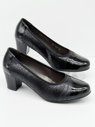 Czarne czółenka damskie Alpina Anaja K 854A-6, duża tęgość K