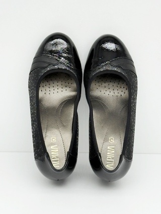 Czarne czółenka damskie Alpina Anaja K 854A-6, duża tęgość K