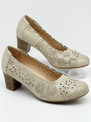 Czółenka damskie Alpina Anaja K 80P2-2 beżowe, duża tęgość K