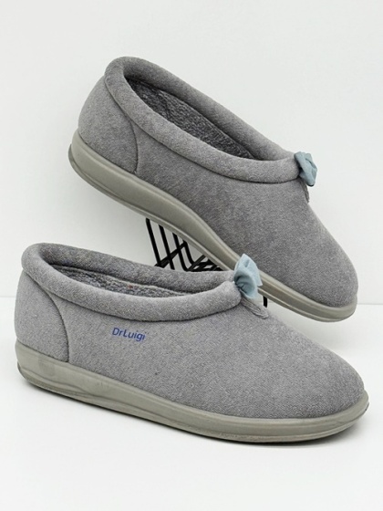 Dr Luigi kapcie pełne PU-01-02 85-szare (frotte), duża tęgość M