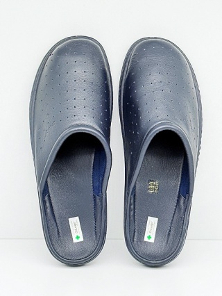 Dr Luigi klapki kapcie zakryte palce PU-01-65-11-65-KS granatowe (skórzane), tęgość H