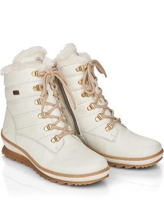 Eleganckie trapery damskie Remonte R8480-80 białe, średnia tęgość G-H, membrana TEX