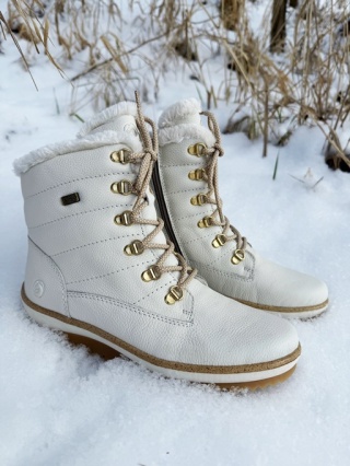 Eleganckie trapery damskie Remonte R8480-80 białe, średnia tęgość G-H, membrana TEX