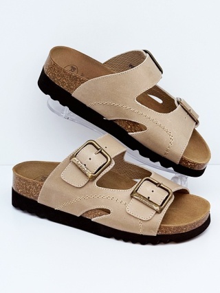 F23008 1002 beżowe zdrowotne klapki damskie Scholl Moldava Wedge AD, tęgość F