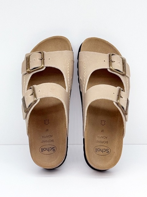 F23008 1002 beżowe zdrowotne klapki damskie Scholl Moldava Wedge AD, tęgość F