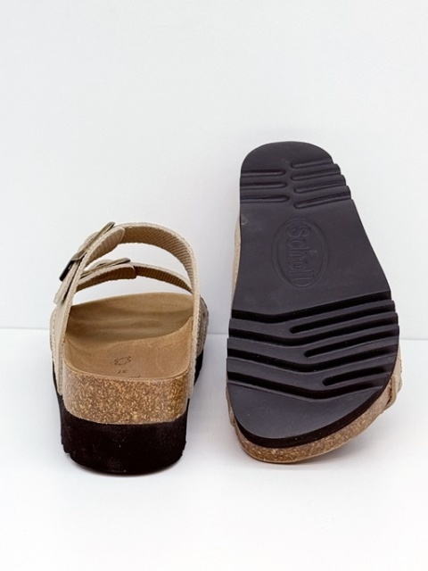 F23008 1002 beżowe zdrowotne klapki damskie Scholl Moldava Wedge AD, tęgość F