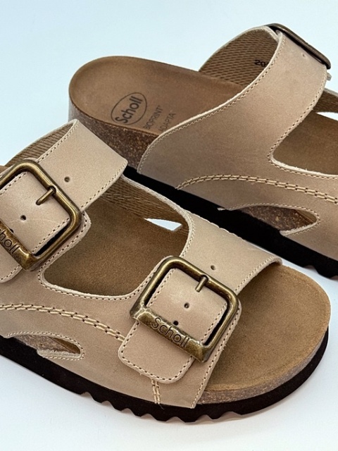 F23008 1002 beżowe zdrowotne klapki damskie Scholl Moldava Wedge AD, tęgość F