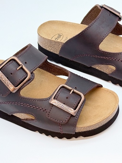 F23008 2274 brązowe wygodne klapki Scholl Moldava Wedge AD, tęgość F