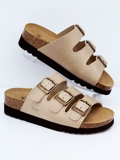 F26835 1002 beżowe zdrowotne damskie klapki Scholl RIO Wedge AD, regulowana tęgość F