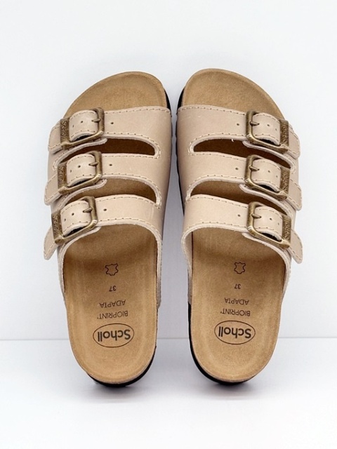 F26835 1002 beżowe zdrowotne damskie klapki Scholl RIO Wedge AD, regulowana tęgość F