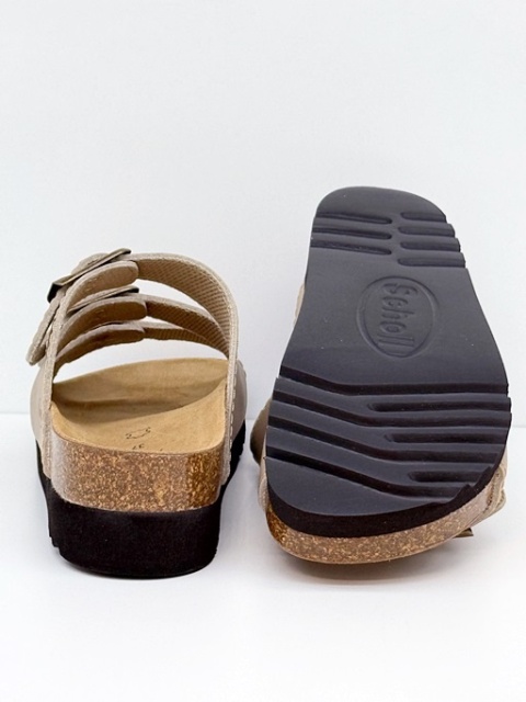 F26835 1002 beżowe zdrowotne damskie klapki Scholl RIO Wedge AD, regulowana tęgość F