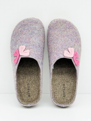 Kapcie Befado 155D170 liliowe, szerokie filcowe, tęgość H
