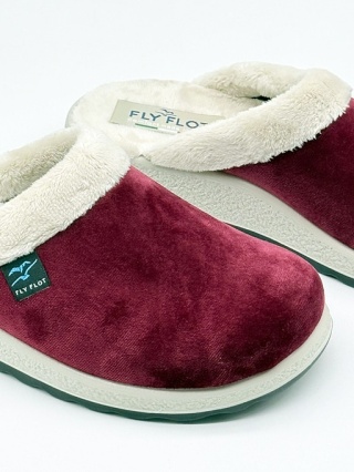Kapcie Fly Flot 51X20PM bordowe, aksamit, tęgość G