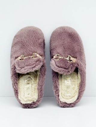 Kapcie damskie z futerkiem Sanital Flex Z29467X fioletowo-różowe, poszerzona tęgość H