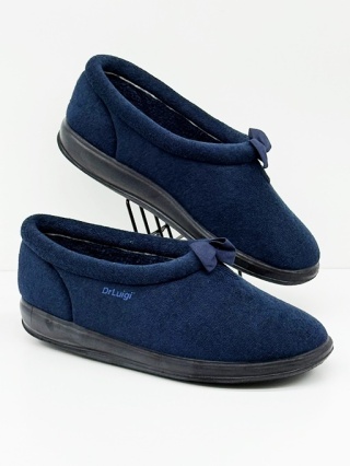 Kapcie na wysokie podbicie Dr Luigi PU-01-65-02-65-TP granatowe, tęgość M