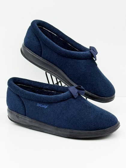 Kapcie na stopy z obrzękami Dr Luigi PU-01-02 65-granatowe (frotte), tęgość M