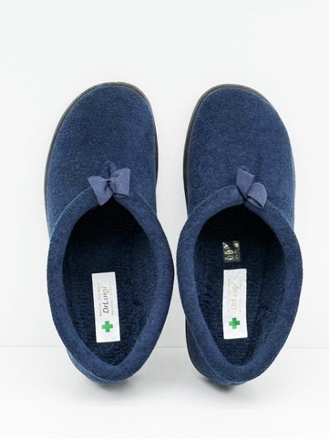 Kapcie na wysokie podbicie Dr Luigi PU-01-65-02-65-TP granatowe, tęgość M