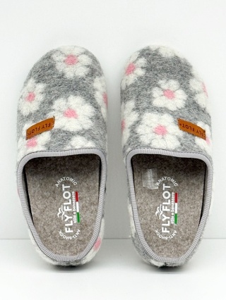 Kapcie ortopedyczne damskie Fly Flot 89X936Z szare, wyjmowana wkładka, tęgość H