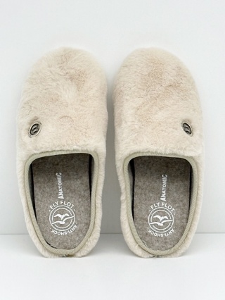 Kapcie z futerkiem Fly Flot K26639 beżowe (91S88IZ), tęgość H