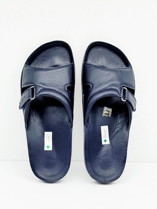 Klapki prozdrowotne Dr Luigi PU-02-65-20-65-KS granatowe, naturalna skóra, tęgość G