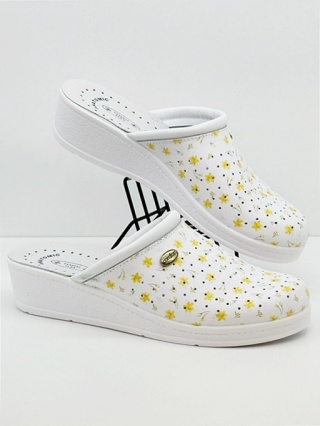 Klapki zdrowotne Sanital Flex 707 Fant.30 żonkile, laczki do pracy, tęgość G