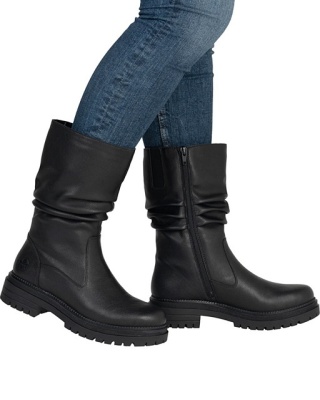 Kozaki Rieker Y3164-00 czarne, wełna polarowa, tęgość G 1/2