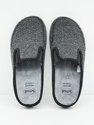 Męskie pantofle domowe Scholl ELIO Elastic F32530 szare, poszerzana tęgość H