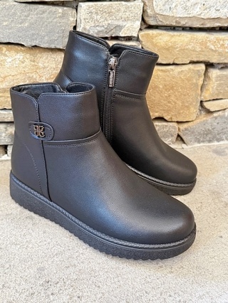 Niskie botki damskie Loretta Vitale W1810 czarne, skórzane, średnia tęgość G