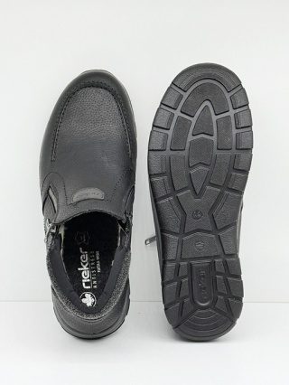 Obuwie męskie Rieker 03660-00 czarne szerokie buty nad kostkę, tęgość H, membrana