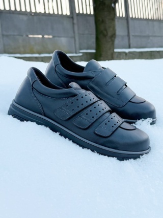 PodoWell Alphonse czarne, półbuty zimowe męskie na szeroką stopę, tęgość M