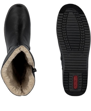 Rieker Y4656-00 czarne kozaki na koturnie, ocieplane, tęgość G