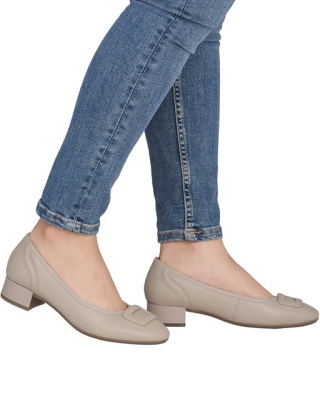 Rieker czółenka beżowe 43453-62 całoroczne, średnia tęgość H