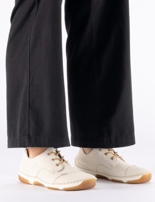 Rieker skórzane półbuty damskie 55920-80 białe wiązane, tęgość G średnia